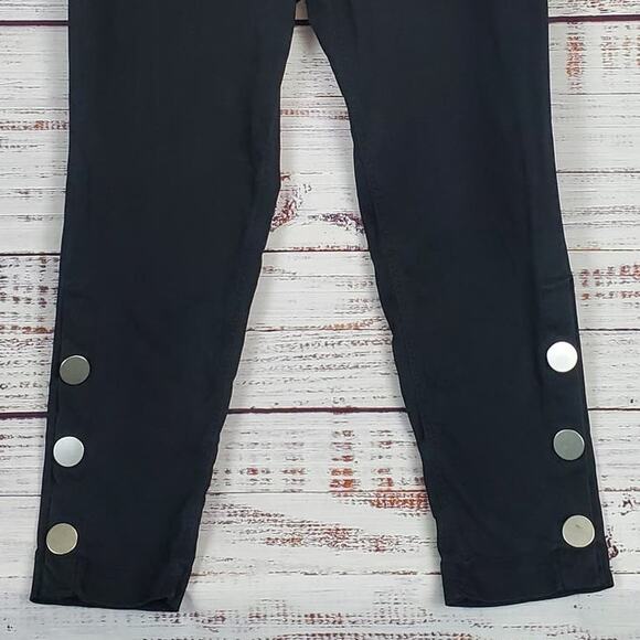 Zara Basic Black Casual Relaxed Fit Pants with Silver Buttons Size Small - Picture 4 of 12